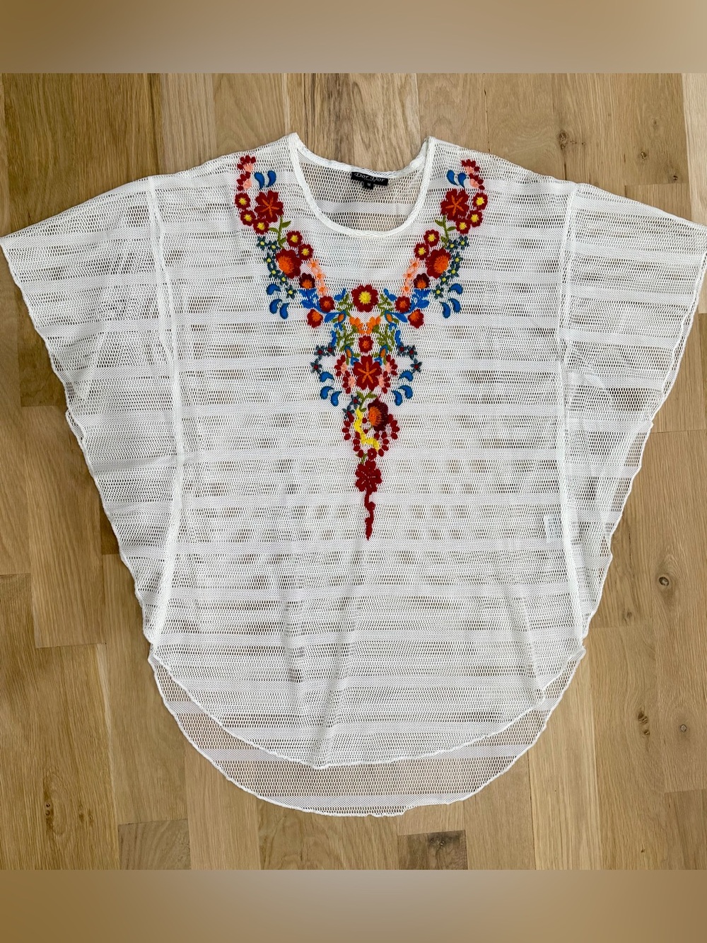Dor Dor Couture White Crochet Swim Coverup with Embroidered Detail